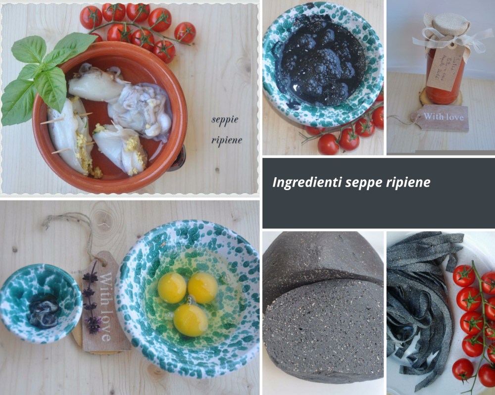 Seppie ripiene e tagliatelle al nero di seppia