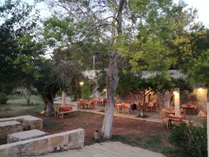 Masseria nonno Tore Tricase. I tavoli disposti sotto gli alberi.