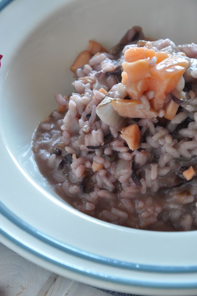 Risotto con radicchio e salmone