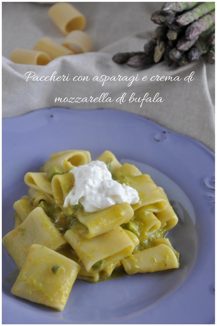 Paccheri con asparagi e crema di mozzarella di bufala