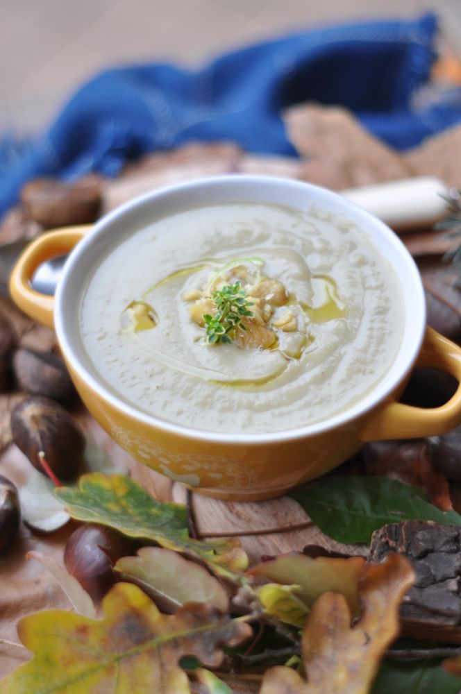 Zuppa castagne e porri